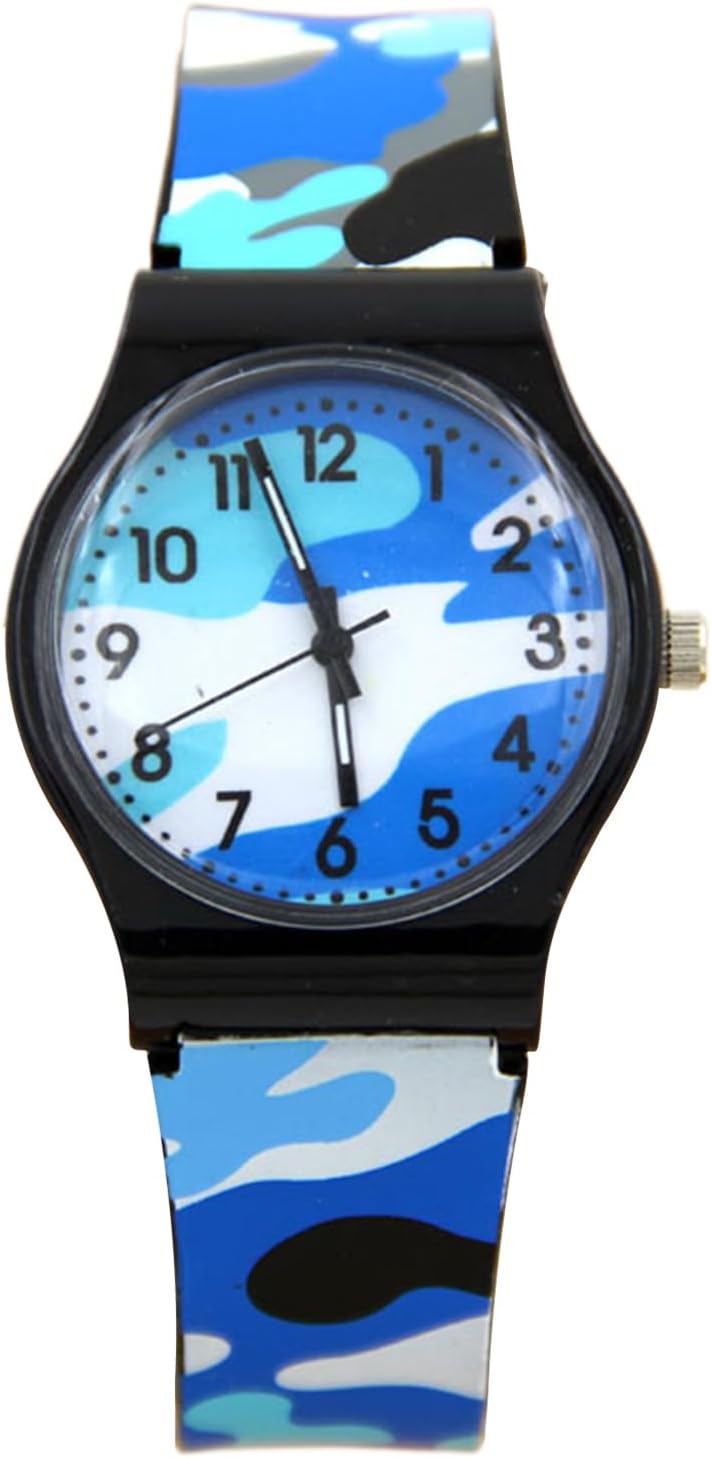 FeiWen Mode Simple Montre Bracelet De Enfant Rotatif Cadran De Multicolore Analogique Quartz 5ATM Étanche Plastique De La Lunette Et Caoutchouc Ruban Fille Et Garçon Montres, Orange