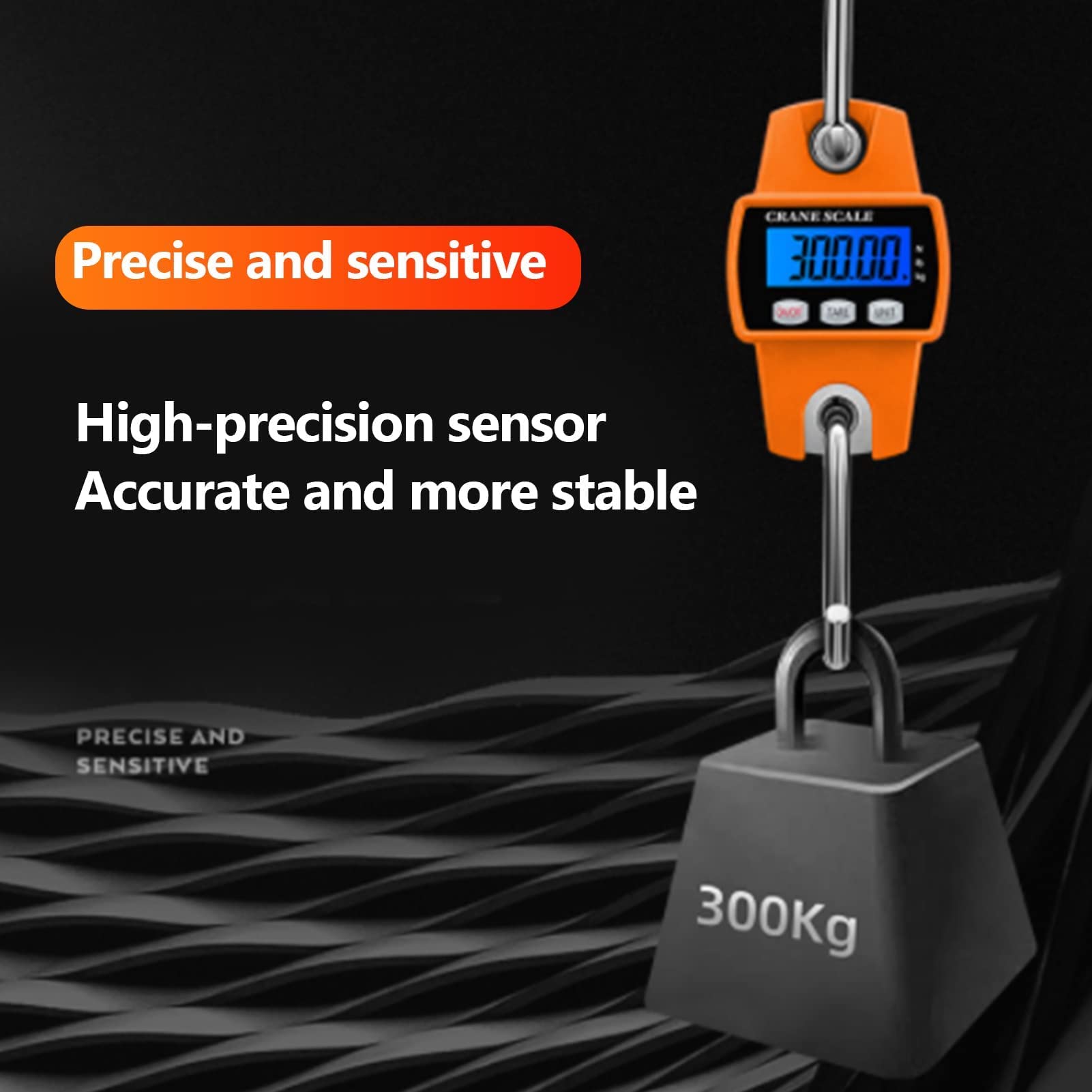 Mini Bilancia Elettronica Portatile con Schermo LCD Digitale Appendere Peso Sopportato 300 kg con Gancio