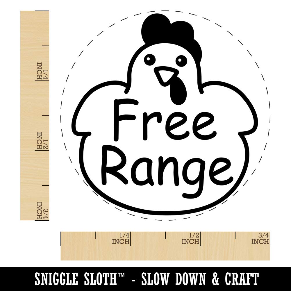 Free Range in Fat Chicken Chicken Egg Rubber Stamp - 3/4 Inch Small