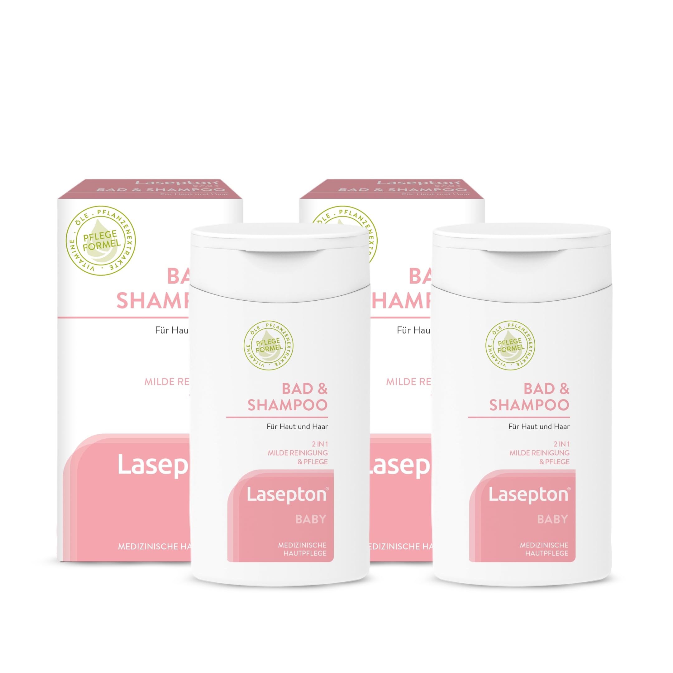 Lasepton BABY Bad & Shampoo, 2x 200 ml: Sanfte Pflege für Haut & Haar, Babyshampoo und Schaumbad, mit Weizenprotein und Aloe Vera, augenmild, ohne Silikone