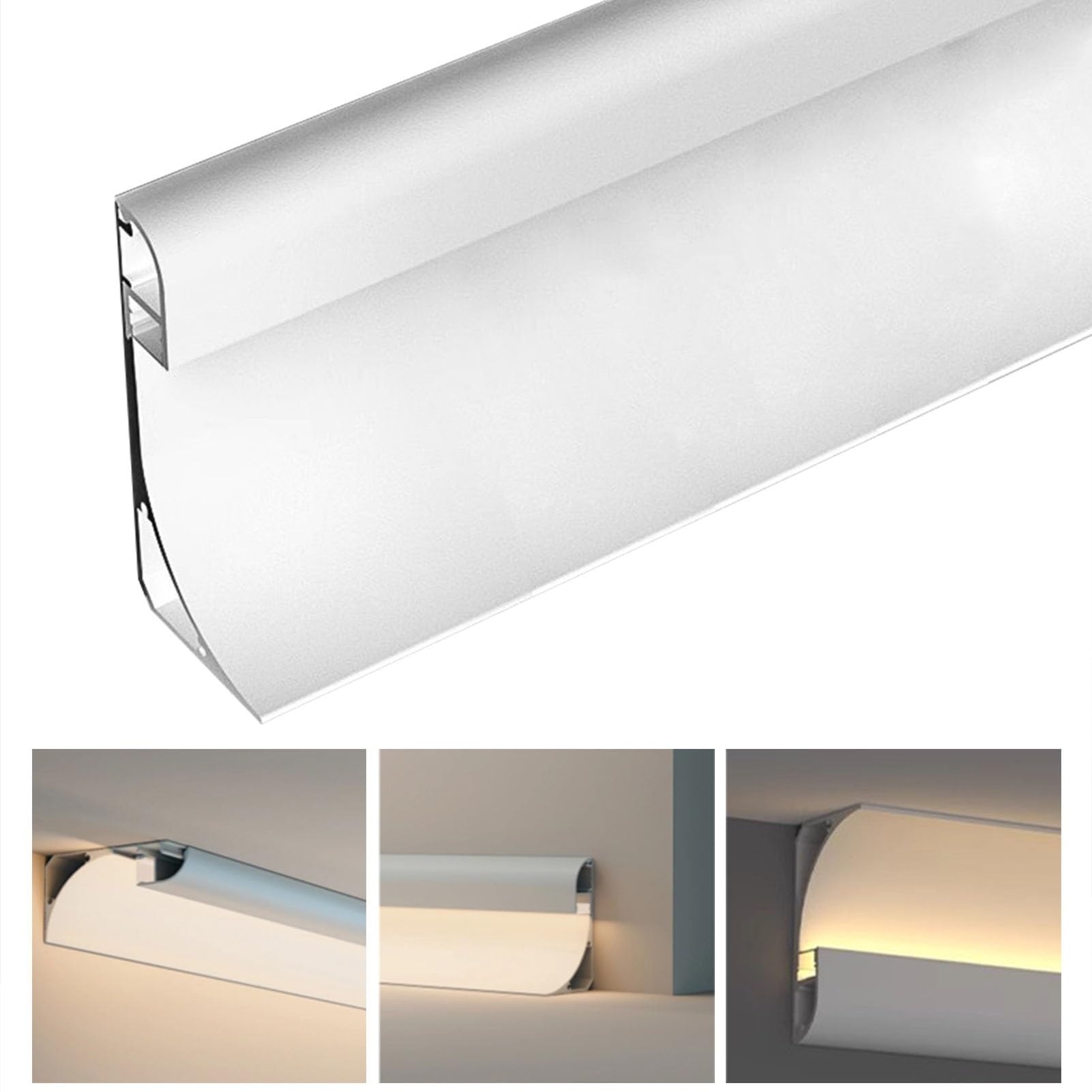 Indirektes LED-Beleuchtungs-Set – 2,1 m Aluminiumk mit Diffusor für Heimdekoration, Sockelleiste und Gesims
