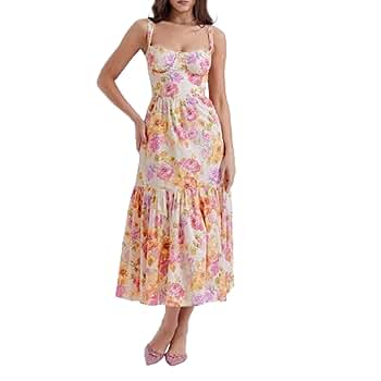 YanyiTech Floral Corset Dress for Women,Summer Spaghetti
