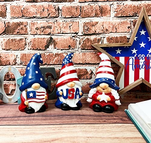 Resin Rustic Gnomes Set 4Th Of July Decorations American Independence Day Patriotic Garden Gnome Yard Statue Gnome Figurines Indoor Outdoor Decor-Set Of 3 #TOP6