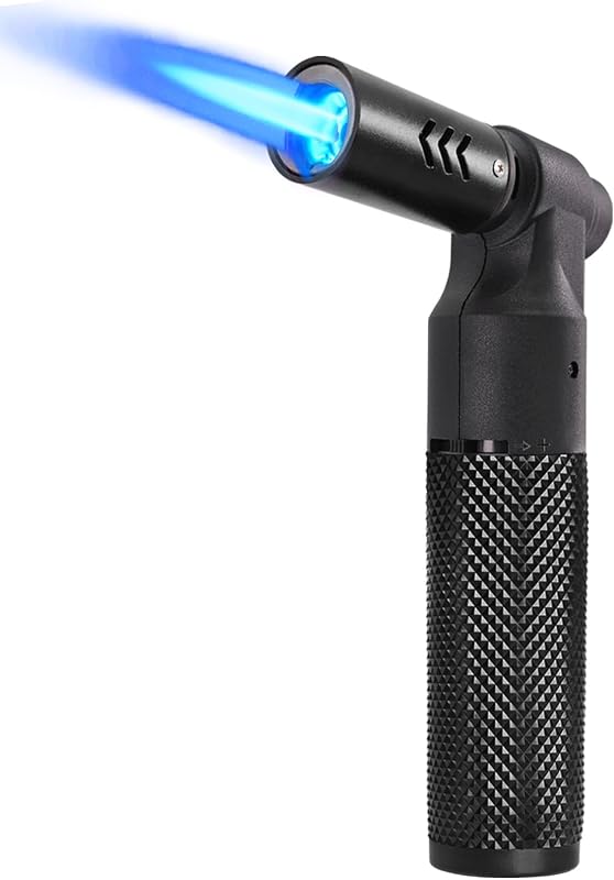 Luxgaze Antorcha de butano Encendedor de cocina Encendedor recargable Big Jet Flame Mini Soplete Antorcha portátil Crème Brulee Antorcha para camping Parrilla Soldadura culinaria Cocina Soldadura Barbacoa (gas no incluido) Negro