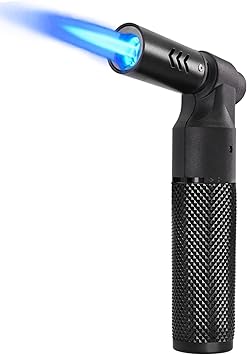 Luxgaze Butane Torch Kitchen Torch Lighter Refillable Big Jet Flame Mini Blow Torch Portable Crème Brulee Torch for Camping Grill Culinary Soldering Cooking Welding BBQ(Gas not Included) Black