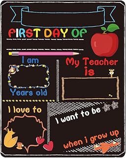 NUOBESTY First Day of School Chalkboard, Back to School Chalkboard Double Sided Sign for First Day Last of Student Introdu...