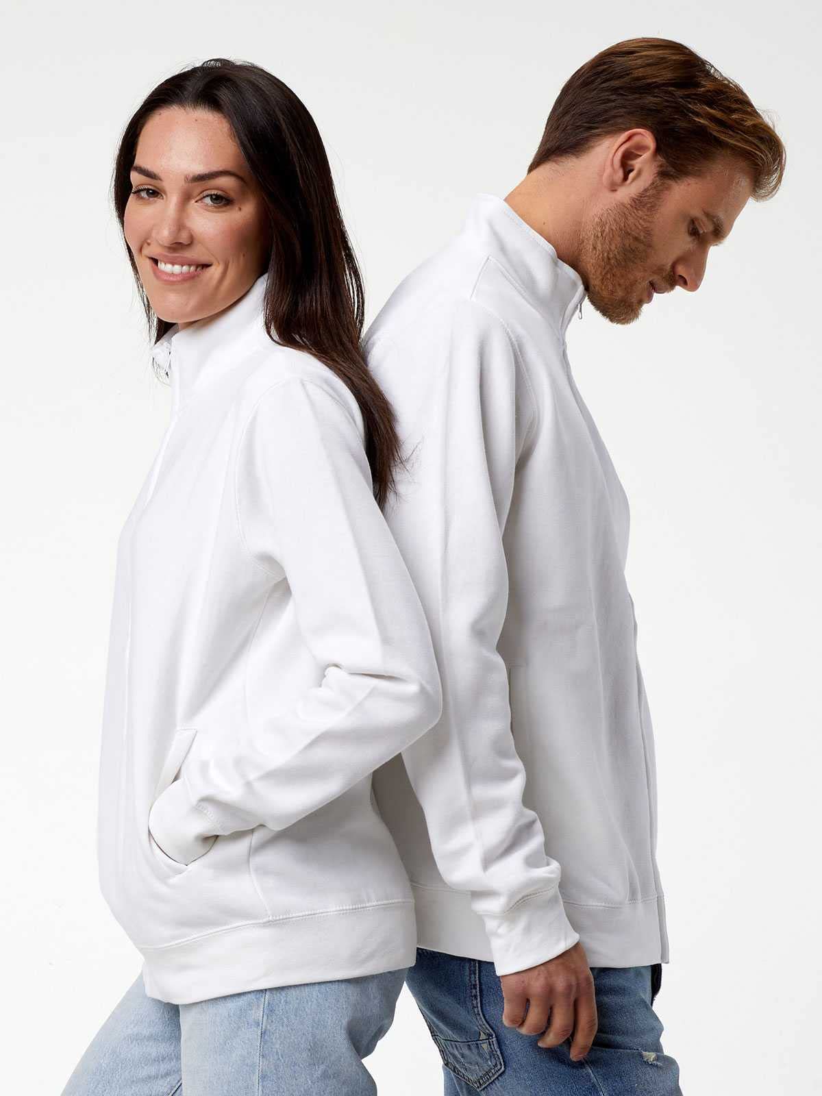 CHEMAGLIETTE! Felpa Uomo Zip Intera - Maglia Tuta Felpata Cotone, Felpe da Lavoro Maglie Senza Cappuccio Tinta Unita Stampabili, Polsini in Costina Basic Jacket Full Zip