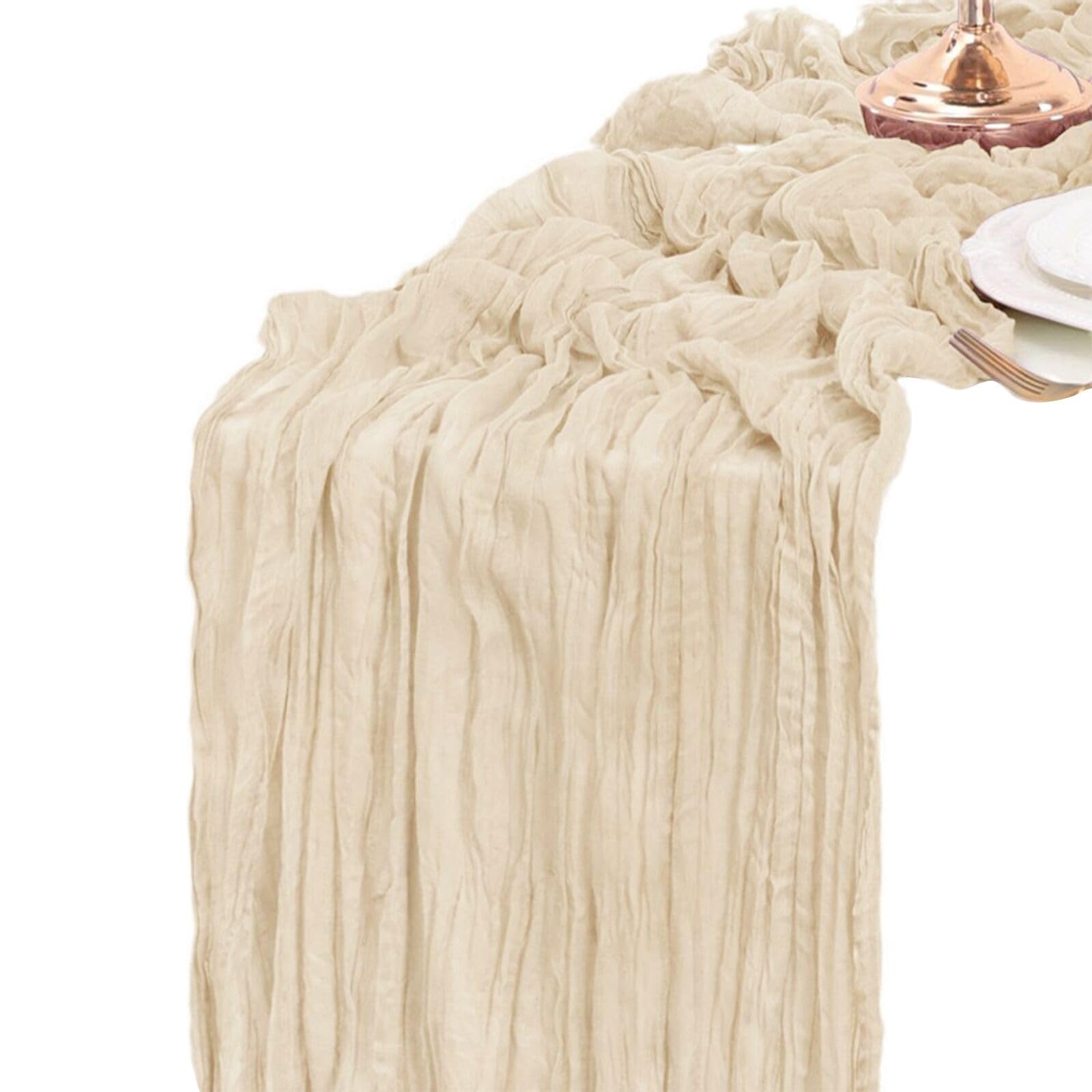 Chemin de table en gaze beige 3m 4m tulle baptême anniversaire
