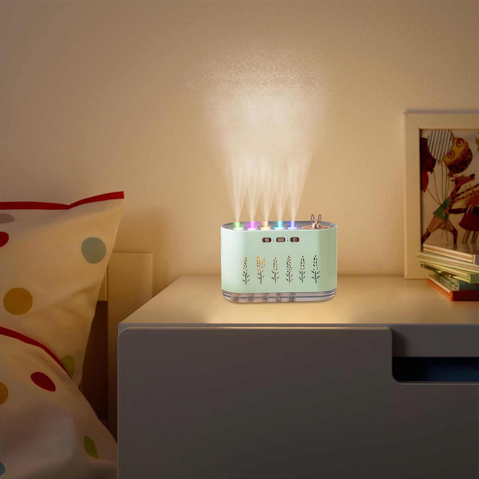 Piccoli umidificatori per camera da Serbatoio Acqua Grande Capacità 700 ml | Luce a 7 colori, umidificatore per piccole stanze da Camera Dei Bambini, Casa, Ufficio, Aria Secca Invernale