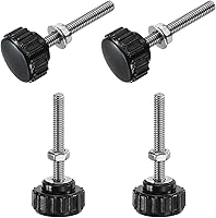 Vista 6 de Uxcell 4 juegos de perillas estriadas con tornillos de pulgar y tuercas, rosca macho métrica M6 x 35 mm, cabeza de plástico de 25 mm, perillas