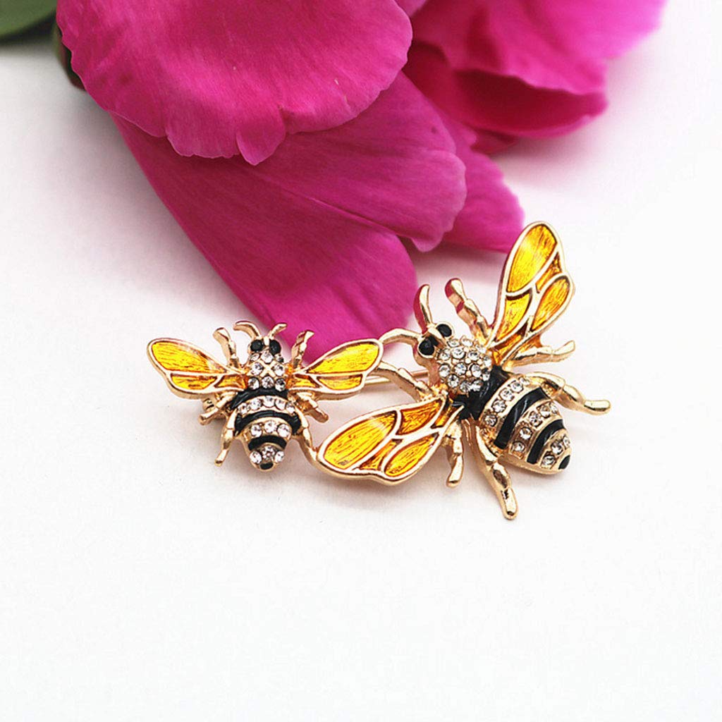 SOFEA Spilla a forma di ape, spilla smaltata per corsetto, gioiello squisito di lusso, spilla per insetti, spilla alla moda con strass giallo antico