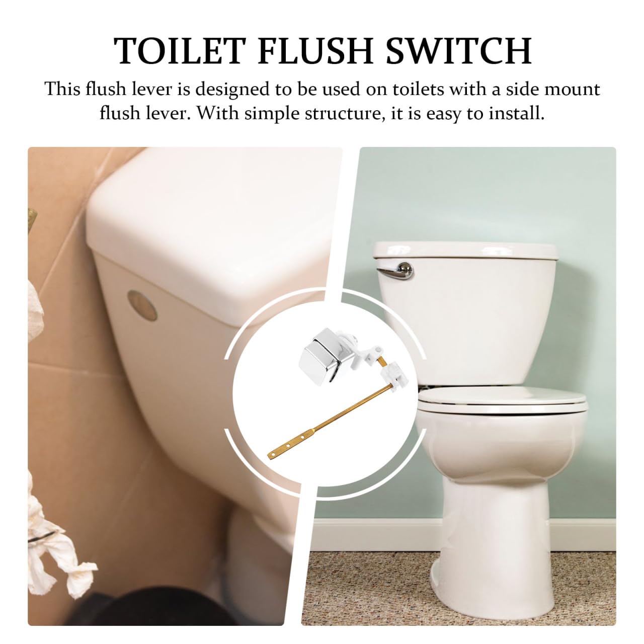 Hemobllo Toilet Flush Tank Lever Button Side Mount Replacement Handle 7.87 X 4.72 X 4.72 Inches Copper Flush Handle for Home and Commercial Bathrooms - Image 3