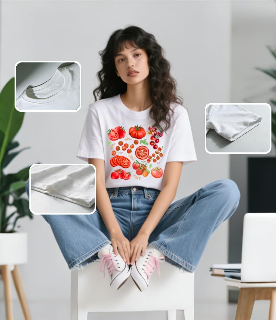 Tomato Shirt Fruit Tee Shirts Women, Womens Tomato Season Tshirt Graphic Tees for Women Casual Short Sleeve Tops - Image 4