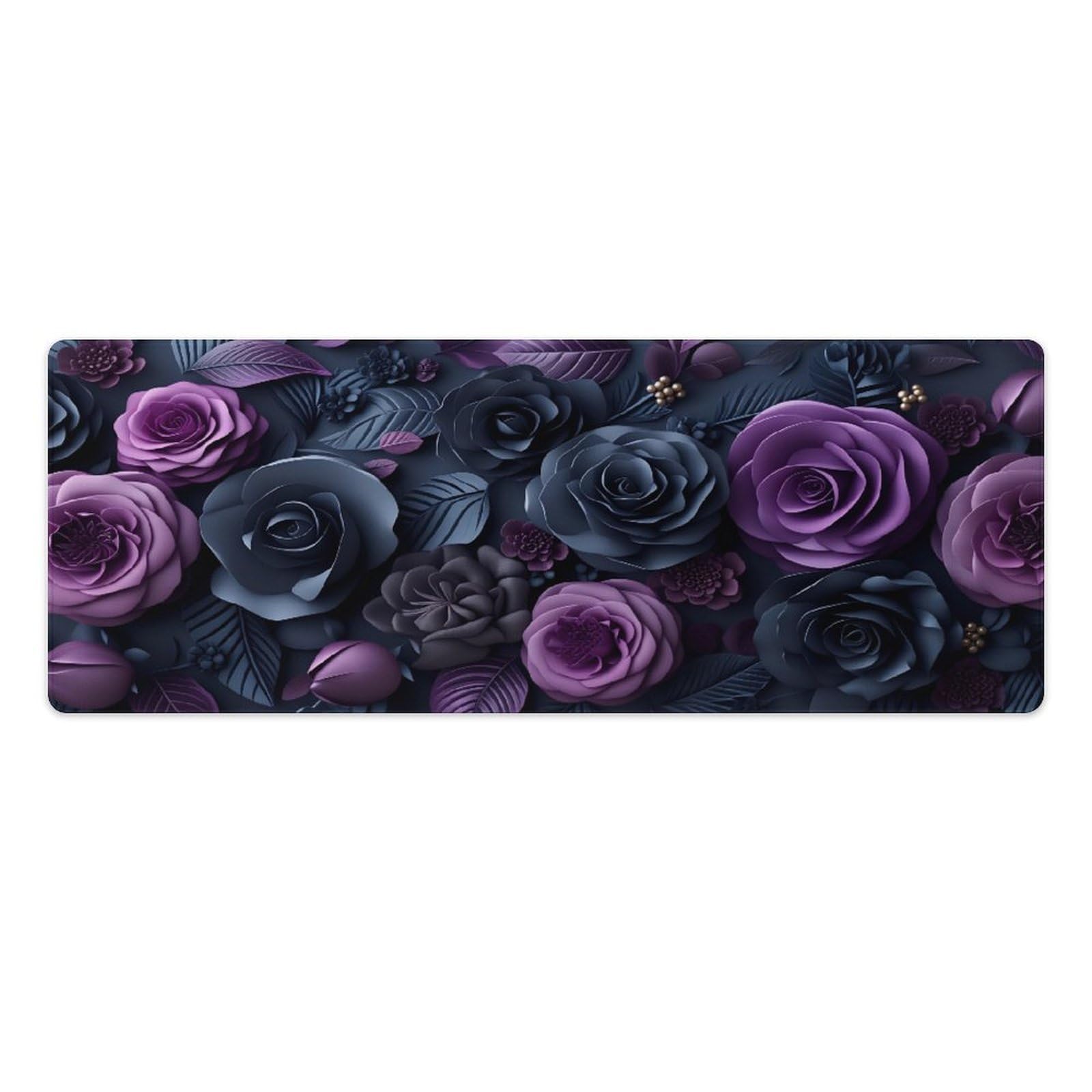 Floral Large Mouse Pad 12"×32" inch Extended Gaming Mousepad Desk Mat Long Computer Keyboard Non-Slip Base Stitched Edges for Home Office Work