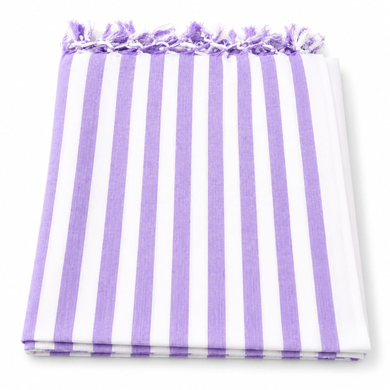 Bhagalpuri Chaddar Pure Cotton Single Bed, 130 x 235 cm (Purple) | Soft & Lightweight, Breathable Fabric, All Season Use, Striped with Tassels, Skin-Friendly-image-5