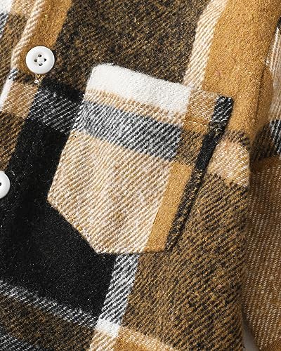 Image of Renotemy Toddler Baby Boy Clothes Winter Hoodie Flannel Boys Outfits 12M-4T | Toddler Boys Outfits,Fall Winter Long Sleeve Hoodie Sweatshirt Clothes Set,Infant Boys Flannel Plaid Top Ripped Pants Set