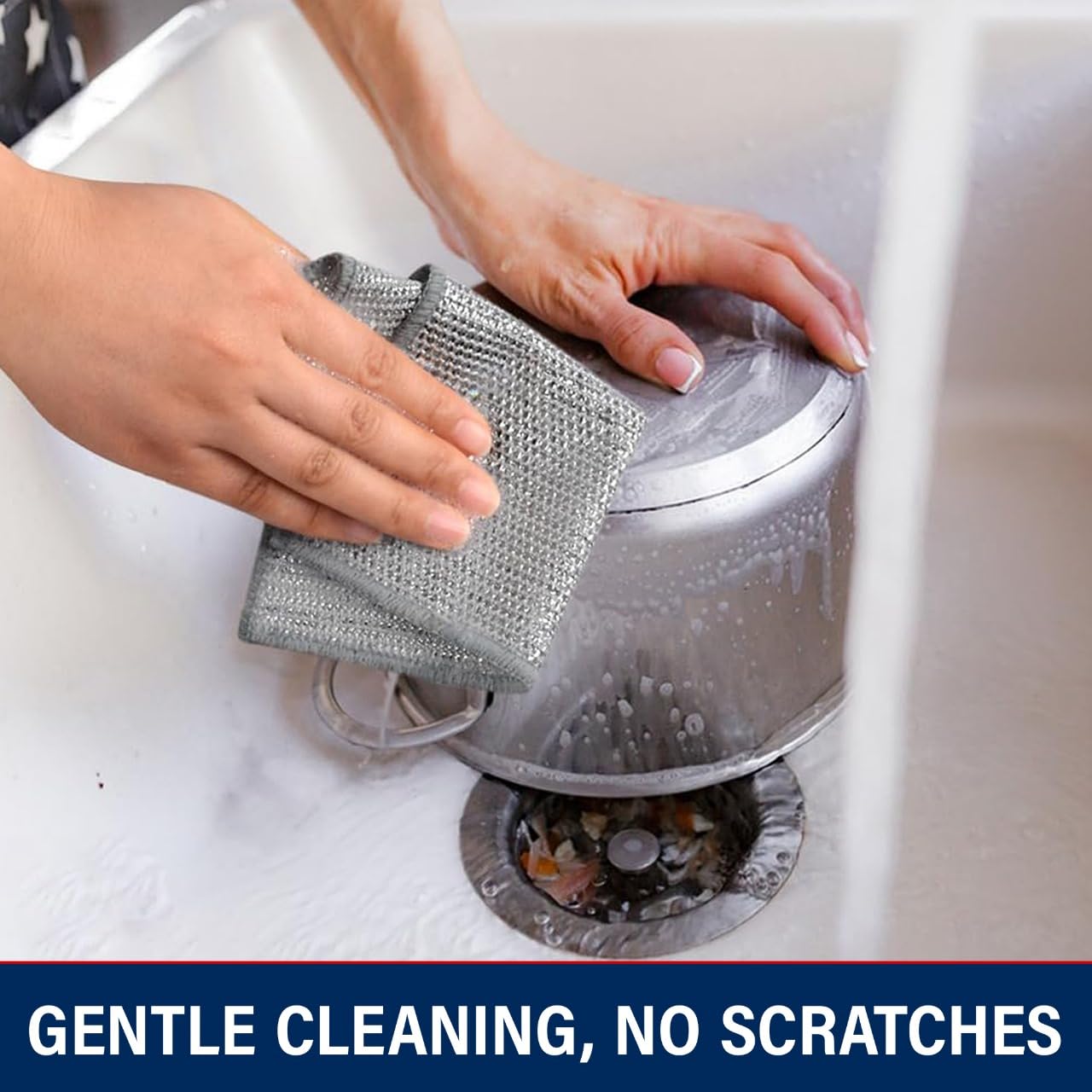 12 Pack Non Scratch Double Layer Wire Dishcloth Multipurpose Kitchen Cleaning Towel, Steel Wire Dish Cloth, Metal Scrubber Wash Cloth with Mesh, Dishwashing Rag for Cookware, Sink, Stove Topes