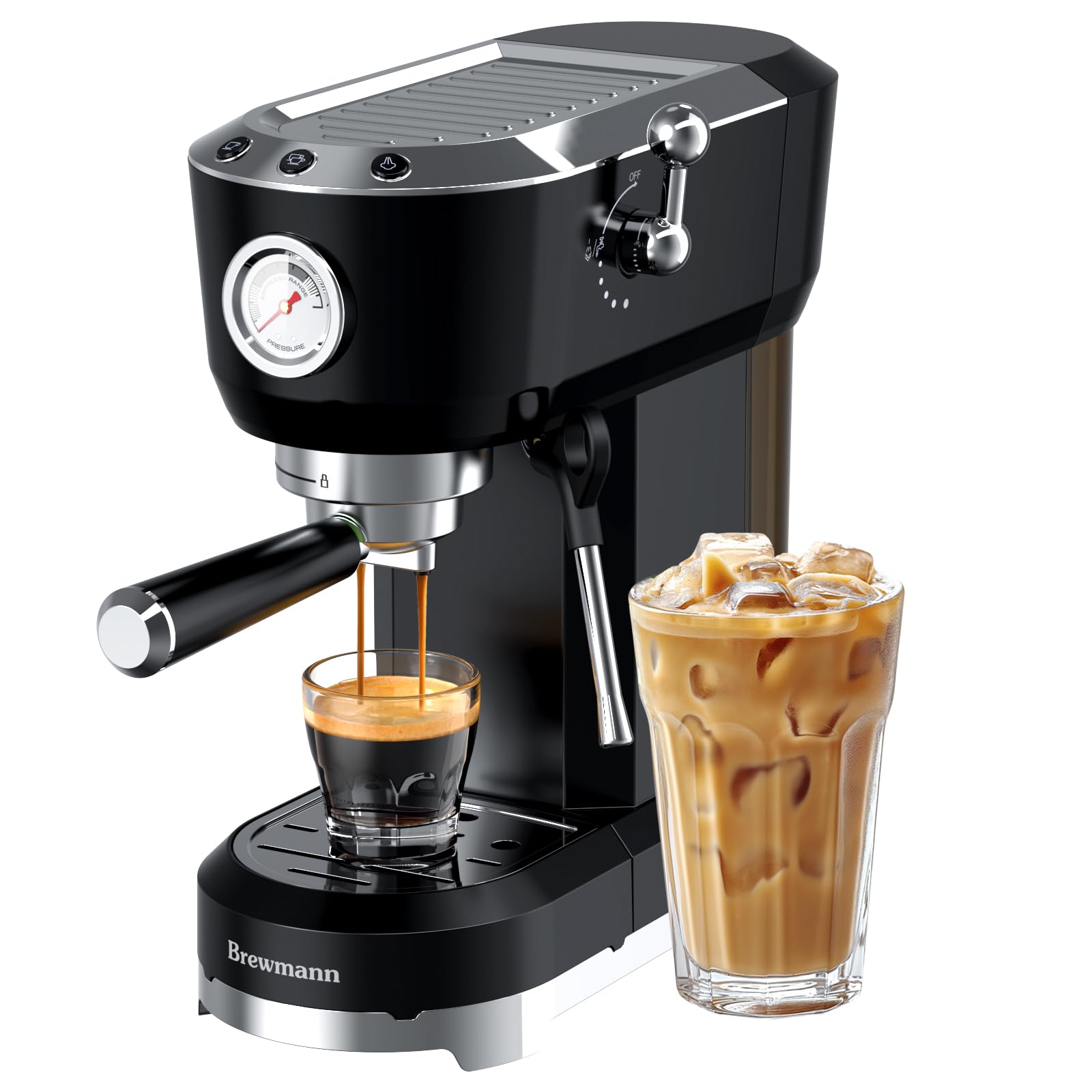 Espresso Machine with Powerful Steam Milk Frother 20 Bar Coffee Machine for Latte Cappuccino Compact Espresso Maker for
