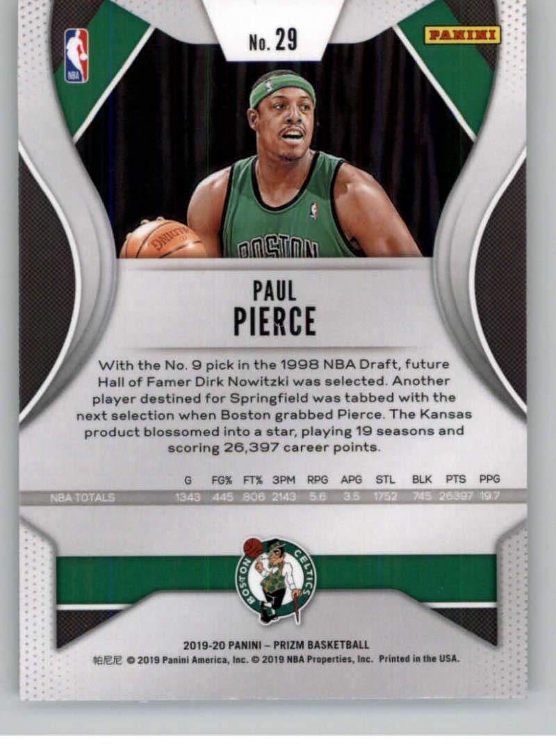 Amazon.com: 2019-20 Panini Prizm #29 Paul Pierce Boston Celtics