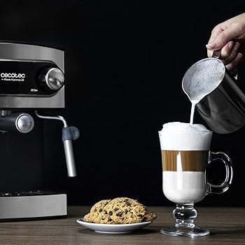 Cecotec Cafetera Express Manual Power Espresso 20. 850 W, Presión 20 Bares, Depósito de 1,6L, Brazo Doble Salida, Vaporizador, Superficie Calientatazas, Acabados en Acero Inoxidable_3
