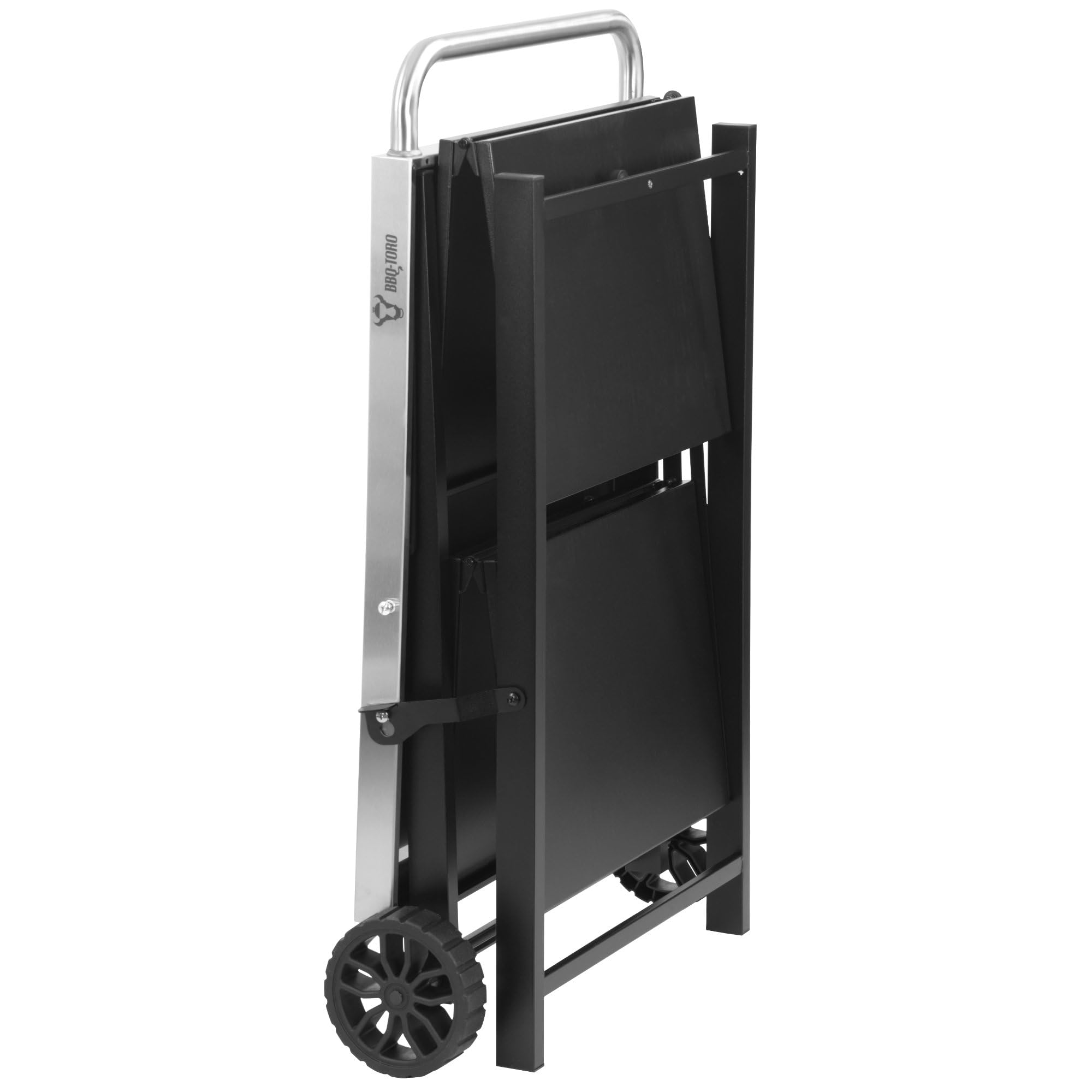 BBQ-Toro Carro de barbacoa plegable 60 x 80 x 82 cm | plata/negro | carro de servir, carrito de mesa, mesa de barbacoa para barbacoa de gas, mesa auxiliar, mesa auxiliar, mesa de barbacoa de acero