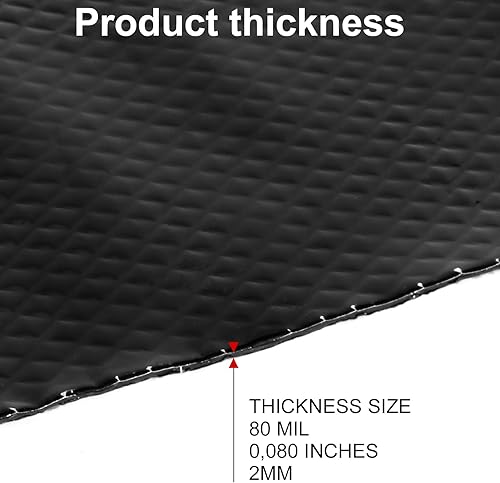 Miniatura 3 de Alfombrilla de amortiguamiento de sonido automotriz, 80 mil (2mm) 10 pies cuadrados, material de reducción de ruido de butilo para automóvil,