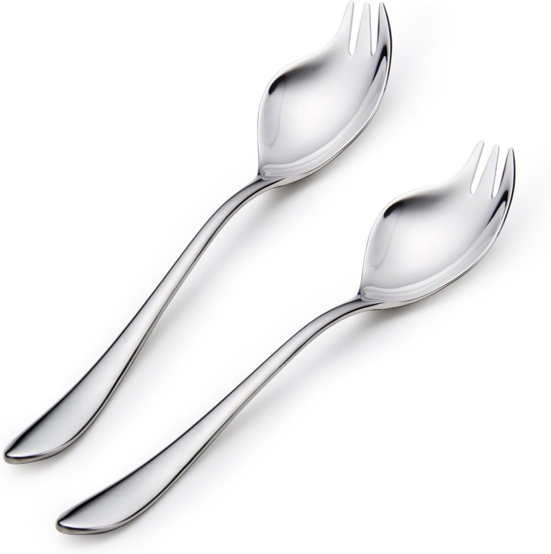 Sporks 18/10 Stainless Steel Spoon Sporks Salad Forks Everyday Use, Camping Backpacking Picnics Utensils, Spaghetti Salad Dessert Flatware Set of 2, 7.08-inch Long