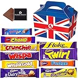 Cadbury Chocolate Gift Pack Medium - 10 FULL SIZE Chocolate bars of delicious Cadbury Chocolate from the UK with unique Gift Box and a free British Chocolate.