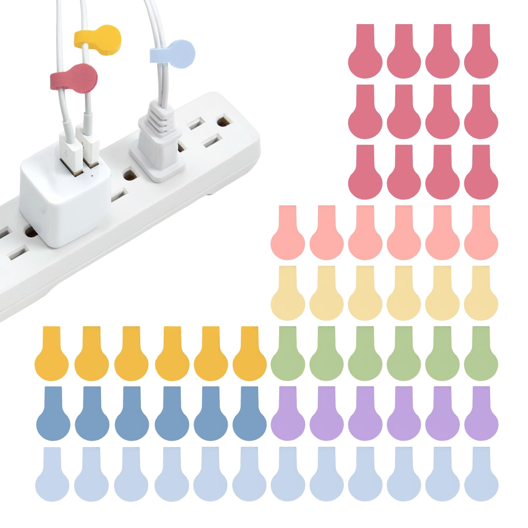 Wrap-It Storage Cable Labels - Mini, Macaron (60 Pack)