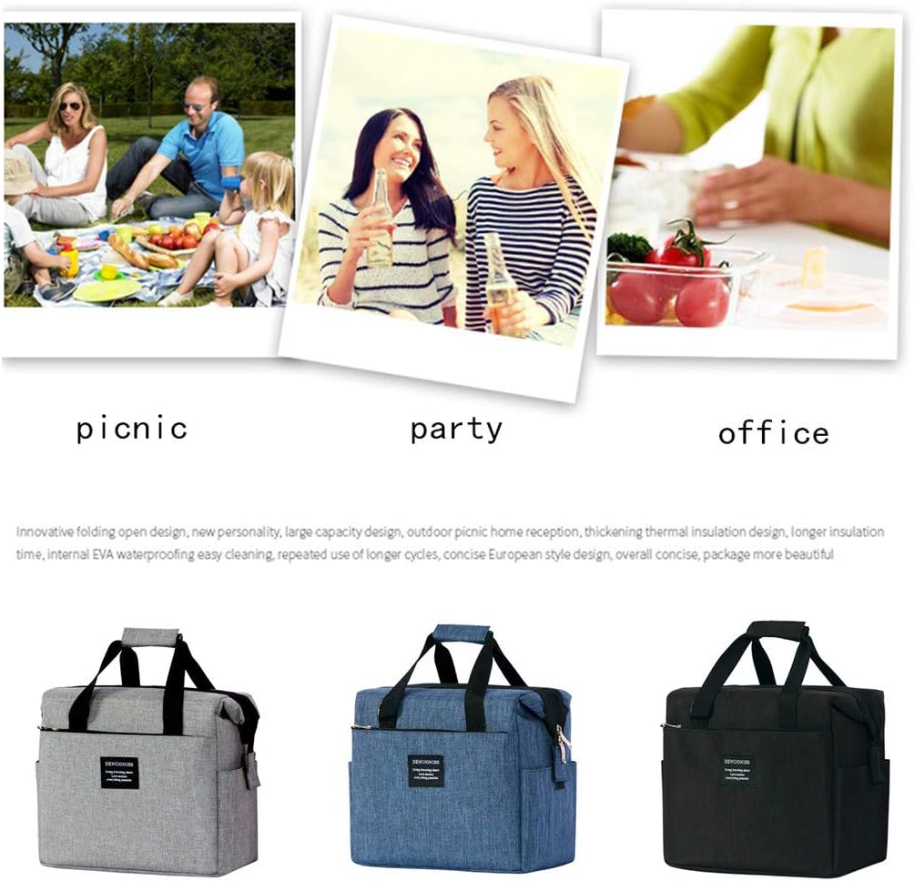 Lunch Bag, Insulated Cooler Bag Picnic Bag Box Large Meal Prep Tote Handbag Storage for Outdoor Camping/Travel/Beach