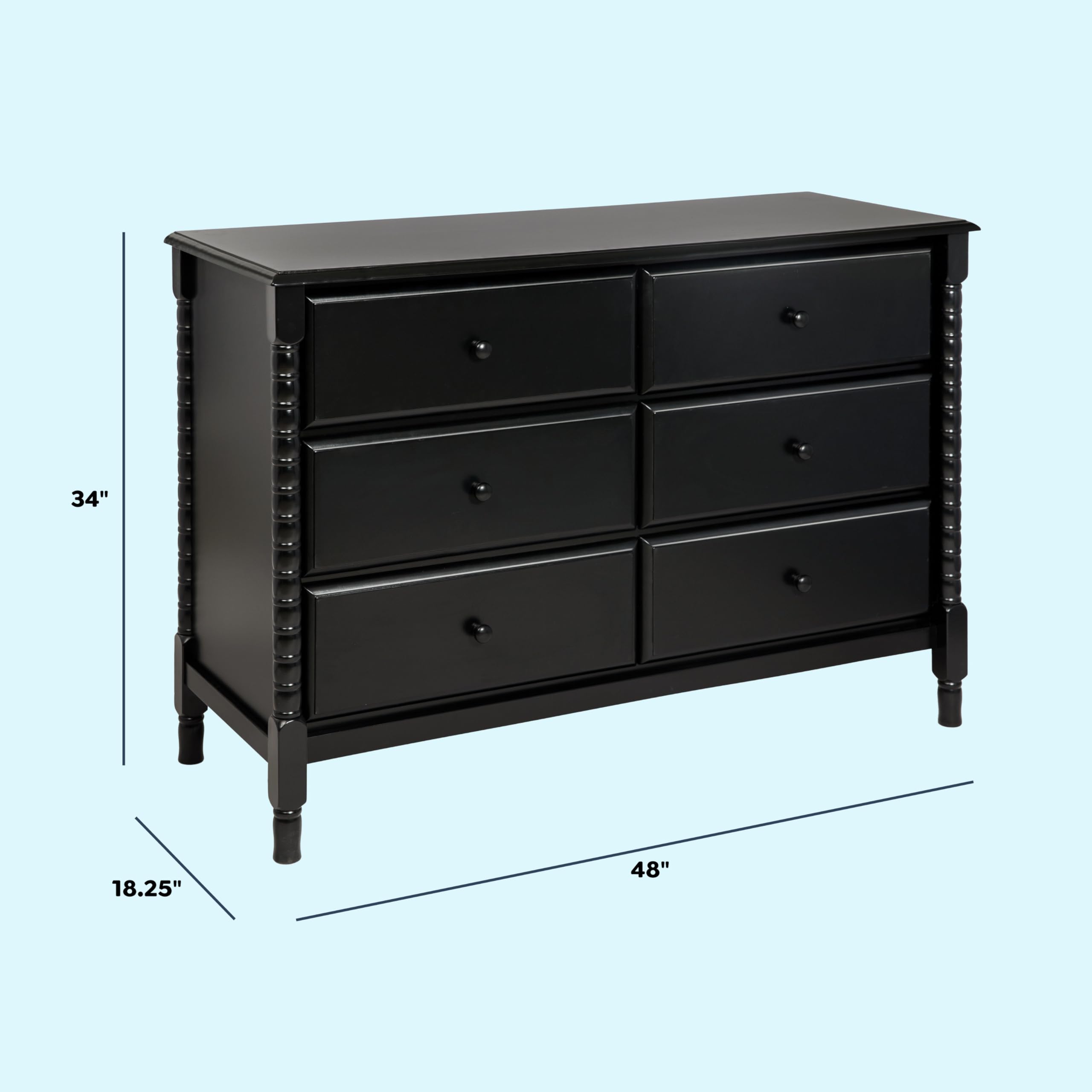 Amazon.com: Davinci Jenny Lind Spindle 6-Drawer Dresser in Ebony