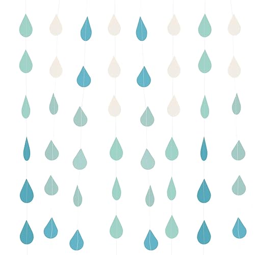 Framendino, Gradient Blue Raindrop Paper Garland Decorations Bunting Rain Drop