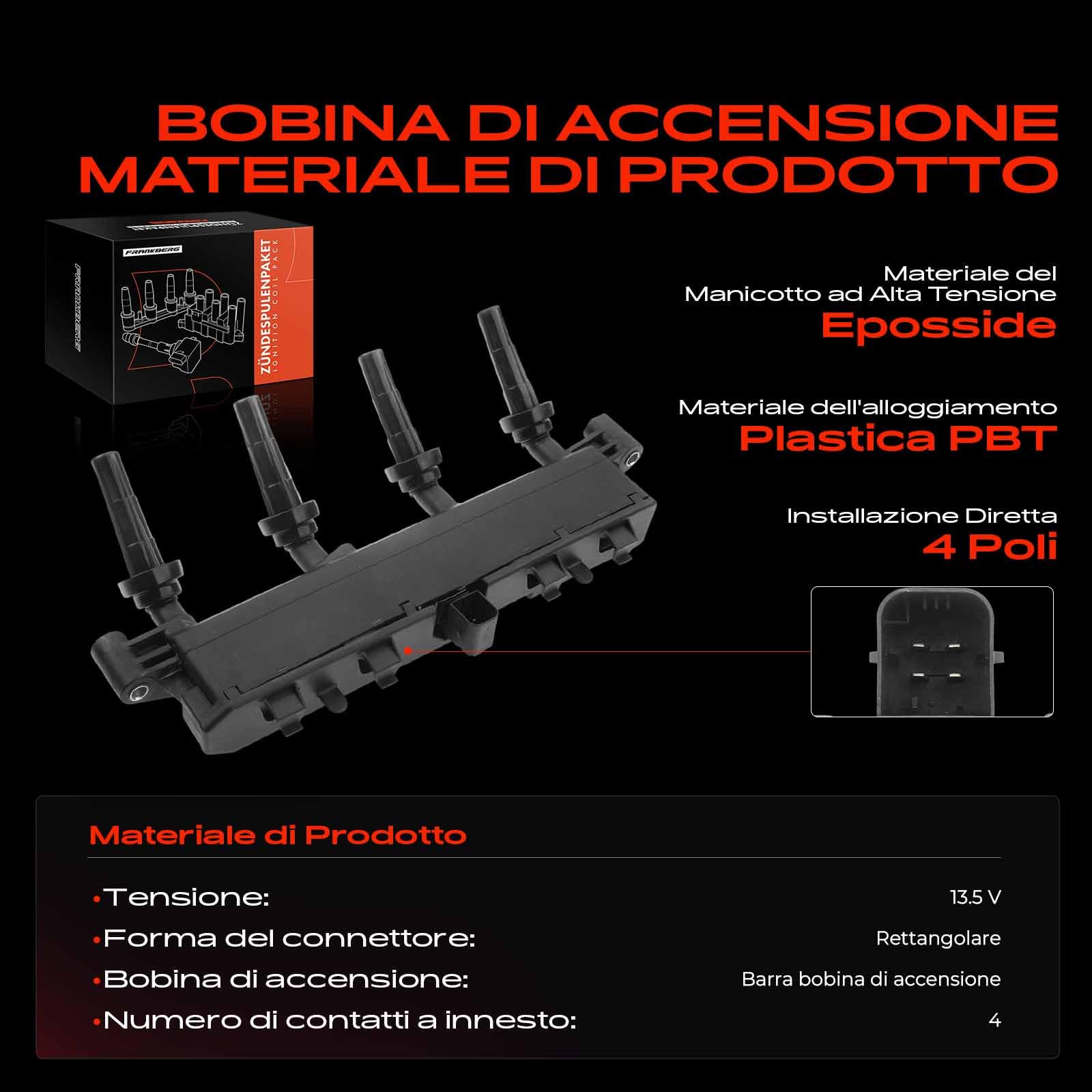 Frankberg Bobine di accensione Benzina Compatibile con C3 I FC FN 1.4L 206 Compatto 2A/C 1.4L C2 JM 1.1L C3 I FC FN 1.1L C2 JM 1.4L Replace# 597097