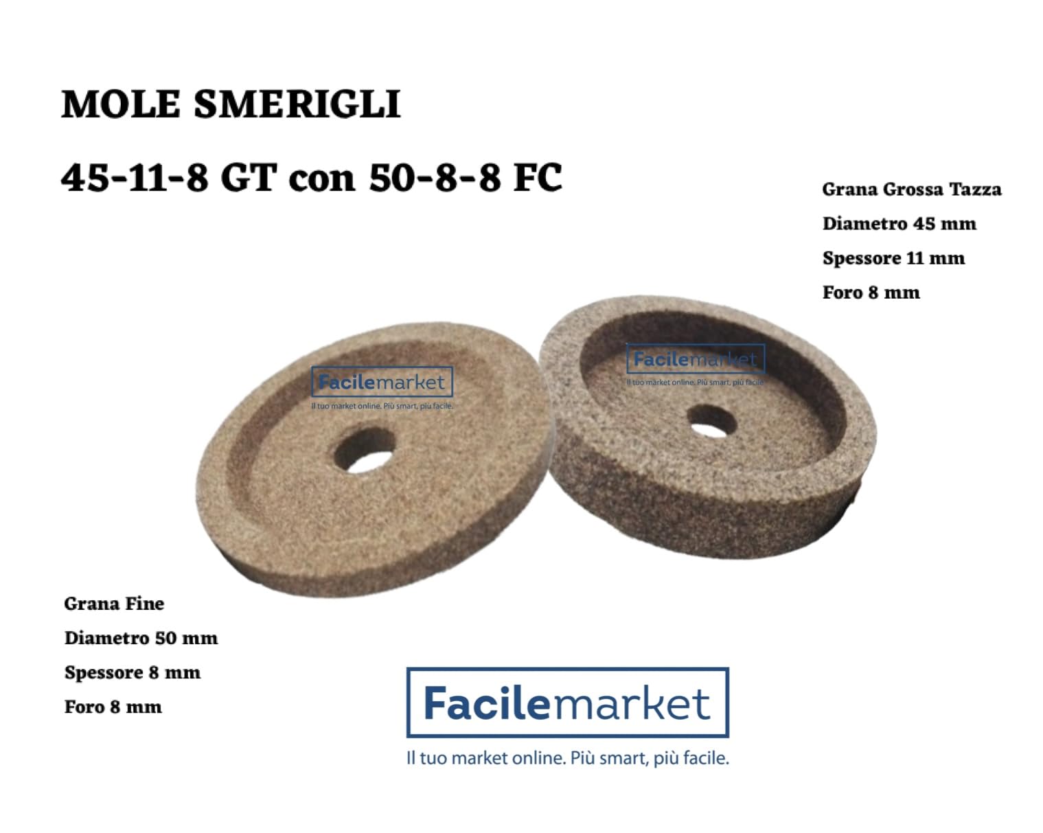 Coppia mole Smerigli per Affettatrice 45-11-8 GT con 50-8 -8 FC