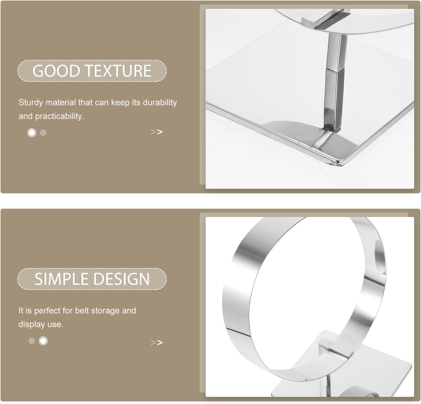 BESTonZON Belt Display Rack, Stainless Steel Table Belt Showing Shelf, Space-saving Waist Stand for Stores, Silver Color, 12. 20 X 5. 11 X 5. 11 Inch