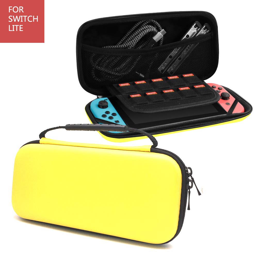 SUNDRAWY Case for Nintendo Switch Lite - Accessories Bundle Case for Nintendo Switch Lite - Portable Travel Carry Case with Storage for Switch Lite Games & Accessories (Yellow)