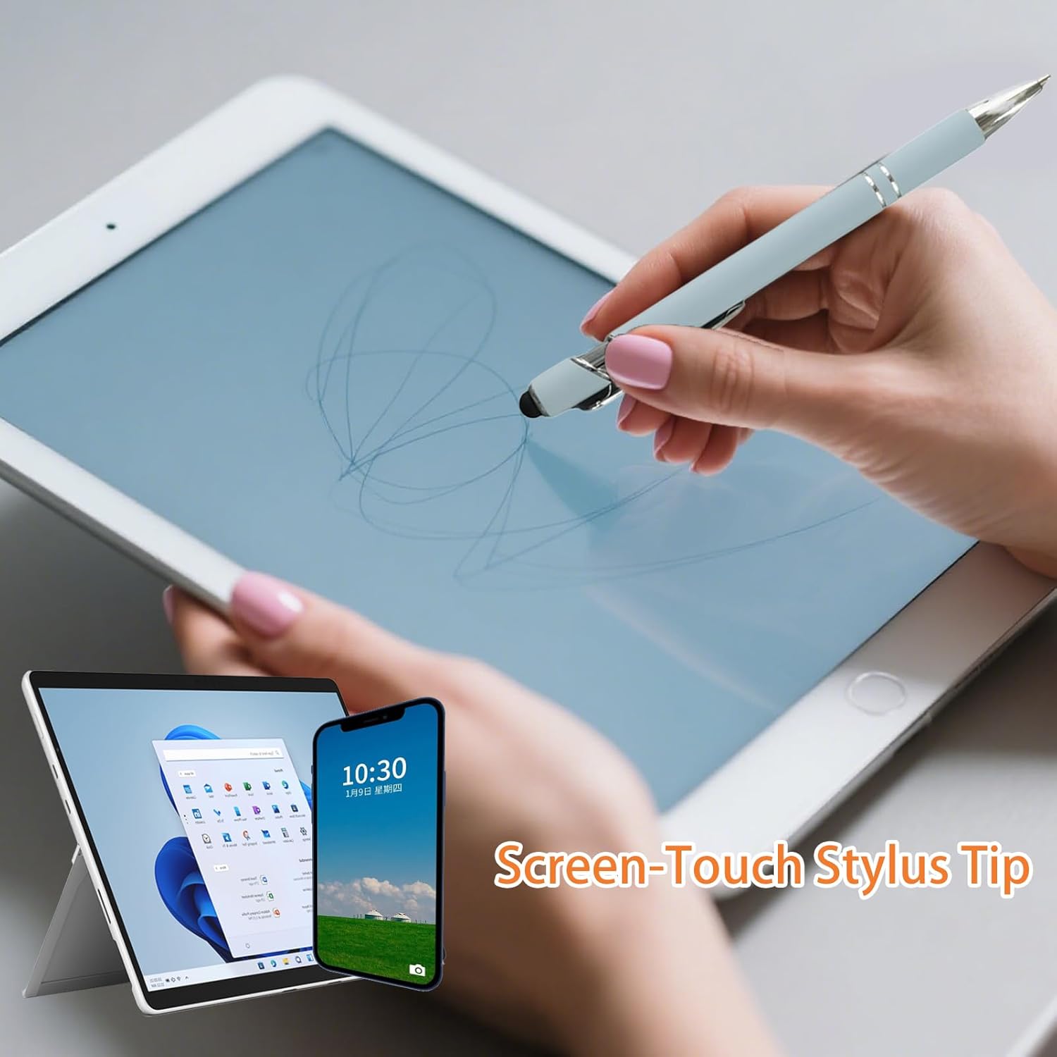 120 Pcs Ballpoint Pen with Stylus Tip 1.0 mm Medium Point 2 in 1 Black Ink Metal Stylus Pen for Tablet Touch Screen (Multicolors)