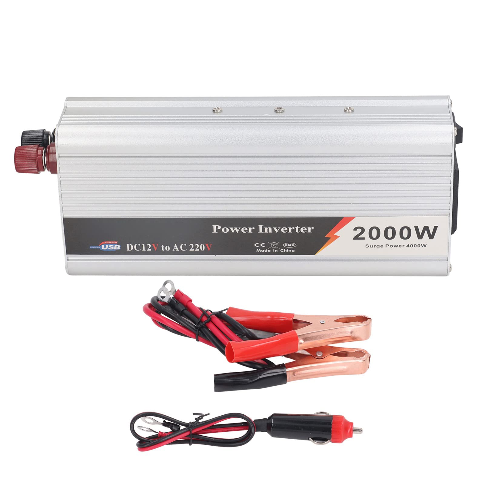 Onduleur de Puissance de Voiture 5V 2000W, Alimentation de Voiture, Onduleur Automobile 230V Dc12V, Onduleur de Véhicule, Onduleur Automobile
