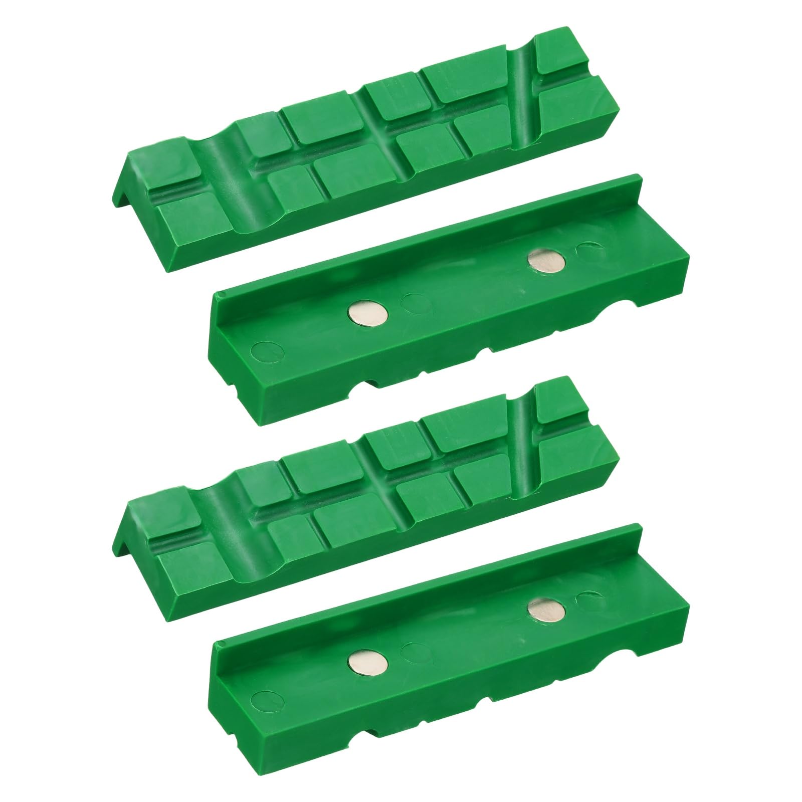 sourcing map 2 Set Vise Jaw Pads 6" Rubber Magnetic Vise Soft Jaws Standard Anti-Scratches Vice Covers Tools for DIY Making Woodworking Clamping Plumbing, Green