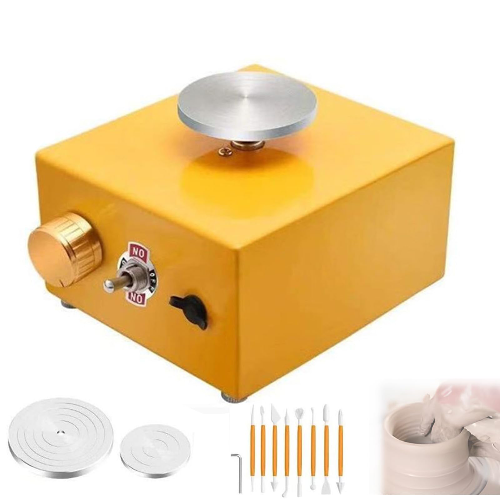 Elektrisches Töpferscheiben-Set, Keramikmaschine mit Drehtellern, geräuscharm, höhenverstellbar, ideal für Töpferunterricht und Heimwerker Anfänger