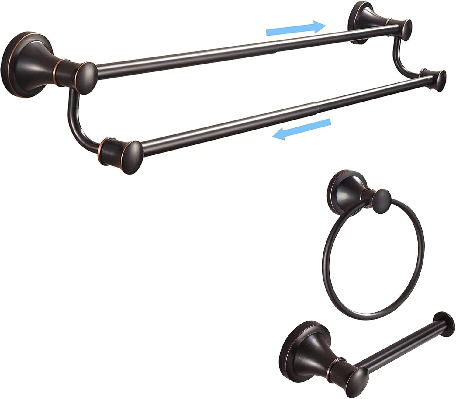 WOLIBEER Oil Rubbed Bronze Toilet Paper Holder, Rustic Towel Holder 2 Pieces Set Farmhouse Hand Towel Ring ORB Tissue Roll Paper Hanger Bathroom Accessories Wall Mounted