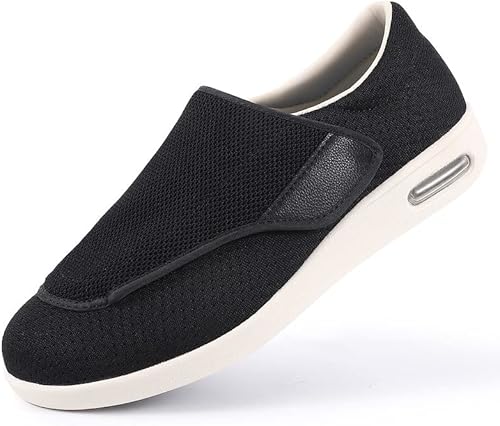 Elitechoice Zapatos para diabéticos para hombres, zapatos para diabéticos de ancho ancho, cierre ajustable, ligeros, transpirables, pies hinchados,