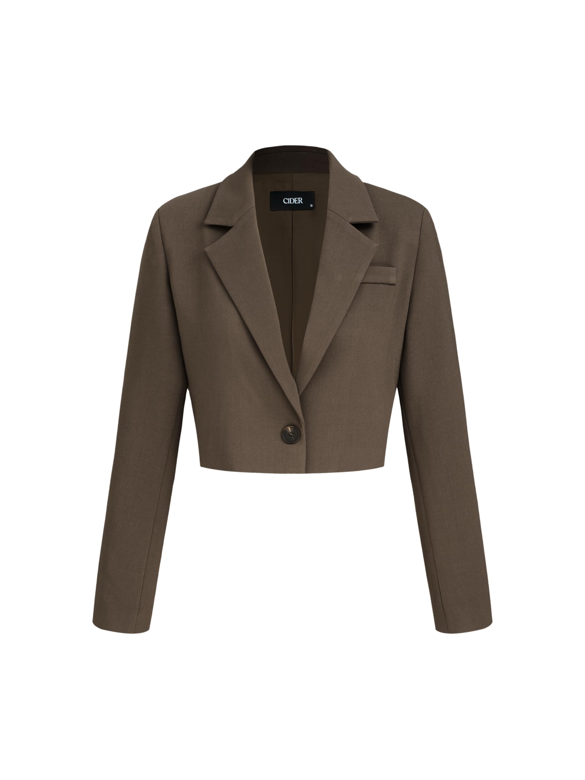 CIDER Womens Blazer Cropped Business Casual Open Front Long Sleeve Suit Work Office Blazer Jacket