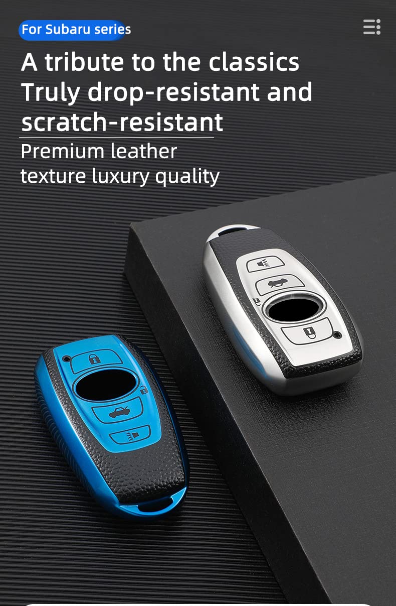 Ontto Custodia Portachiavi Auto In Pelle E TPU Per Subaru, Compatibile Con Ascent, Forester, WRX, Crosstrek, Impreza, Outback (2015-2020), Telecomando 4 Pulsanti, Rosso