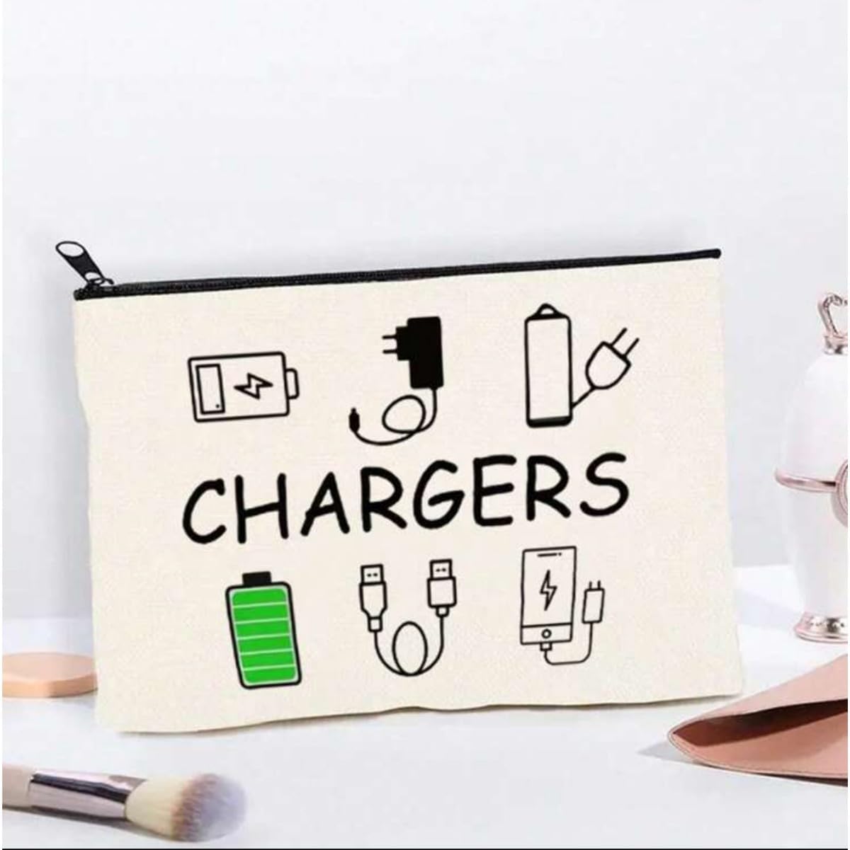 Makeup Bag for Women Travel,hair accessories bag,Girlly Canvas Tech Themed Cute Christmas Birthday Gift for Women Teen Girls,Dorm Traveler
