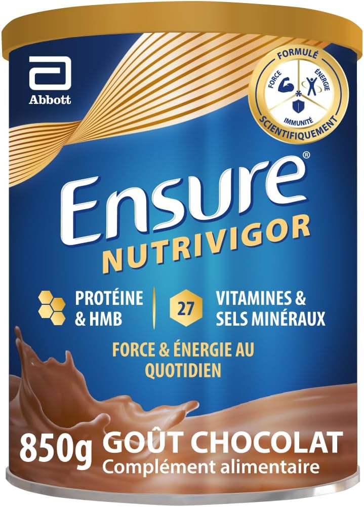 Ensure NutriVigor Protein Supplement, 27 Vitamins and Minerals and HMB for Healthy and Balanced Diet (Chocolate, 1 x 850 g)