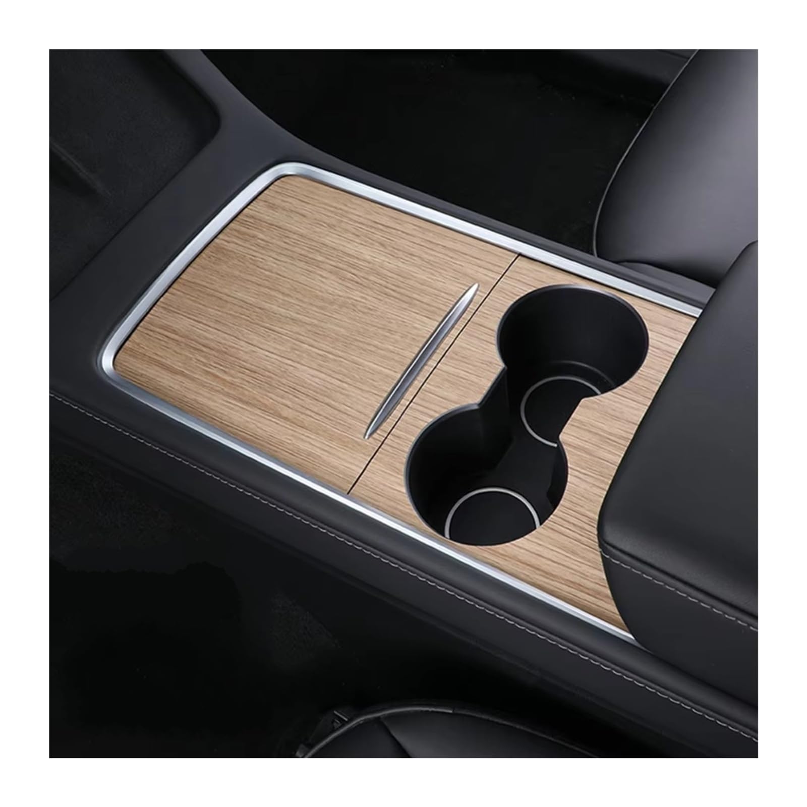 Car Interior Moulding Trim for Tesla for Model 3 for Y 2023 Central Control Panel Sticker Wood Grain Interior Console Accessories Trim(B)