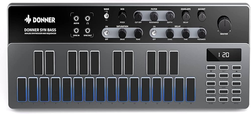 鍵盤楽器 DONNER B1 ANALOG BASS SEQUENCER Donner Essential B1 Analog Bass Synthesizer | Sequencer