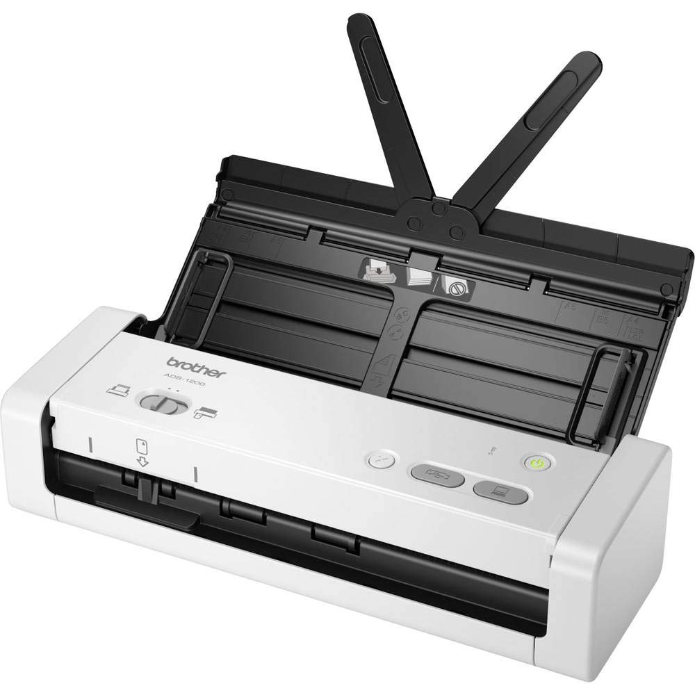 Brother ADS1200, Escáner departamental compacto con ADF y ranura para tarjetas, escaneado a doble cara automático y alimentación por USB, cable no incluido