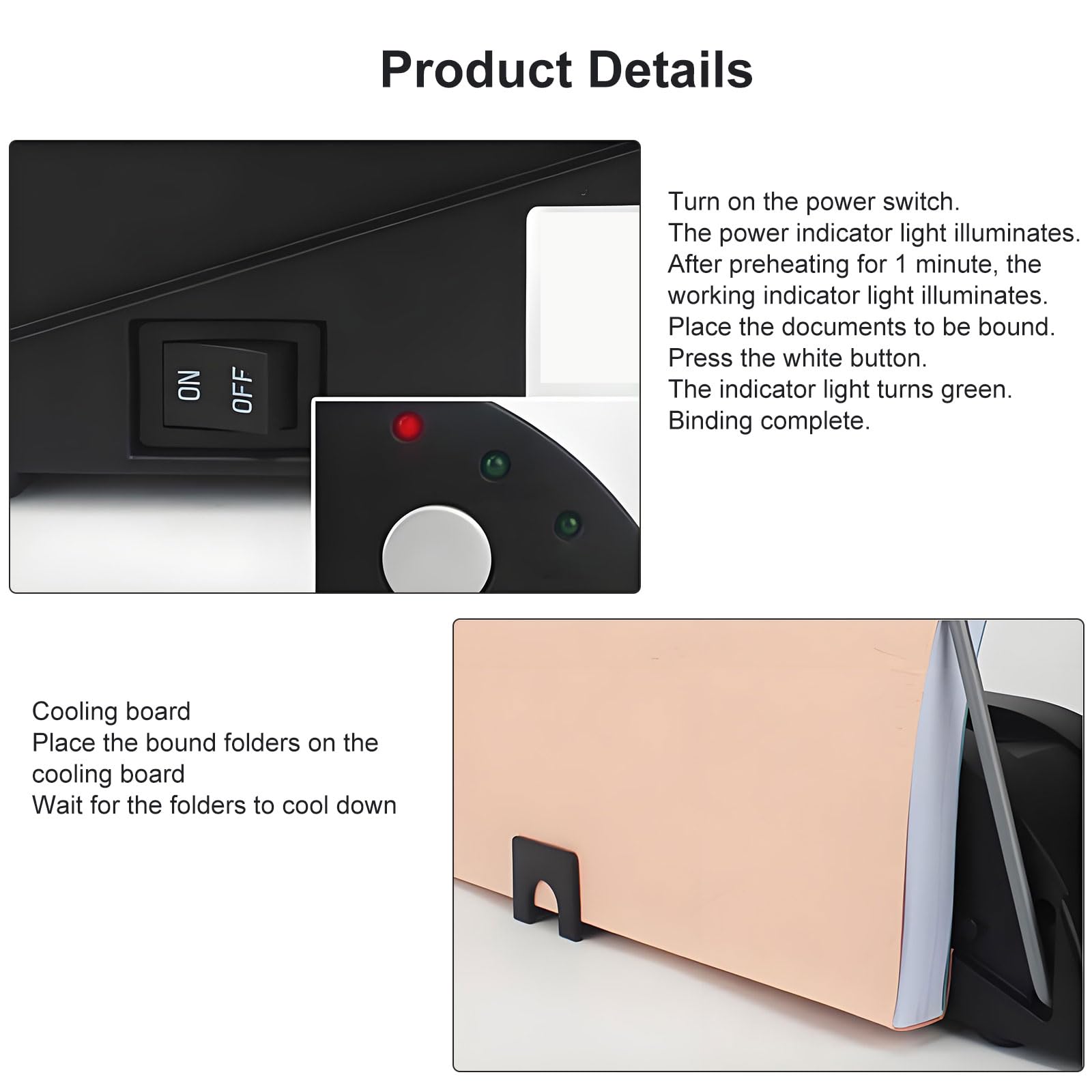 Carpeta térmica con máquina de encuadernación termofusible, grosor máximo de 20 mm, encuadernación rápida en 1 minuto, base antideslizante para álbumes de fotos, informes, encuadernación de documentos